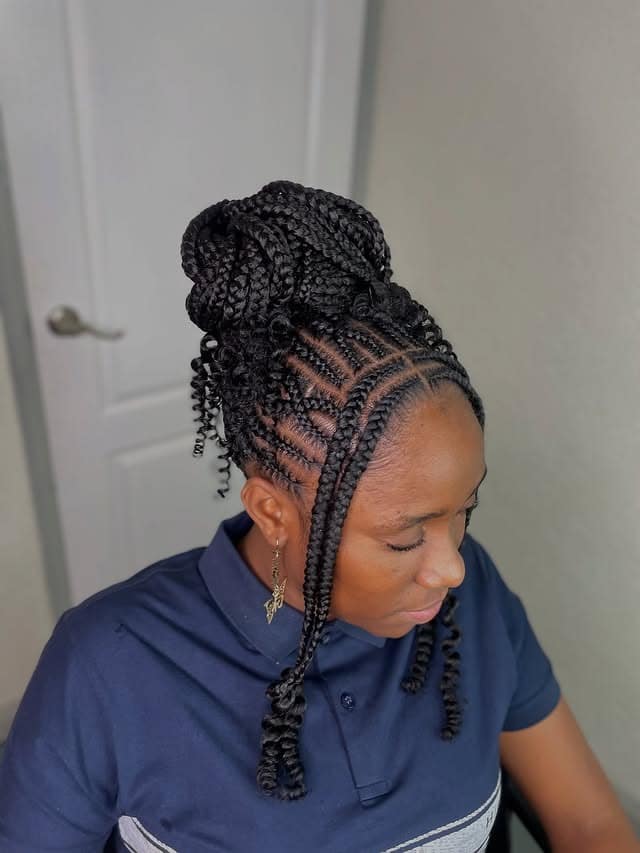12. Intricate Box Braids into High Bun - Braided Hairstyles