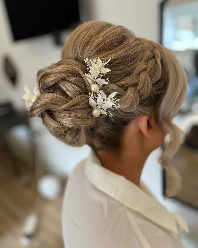 20. Braided Bridal Updo on Champagne Blonde Hair - Braided Hairstyles