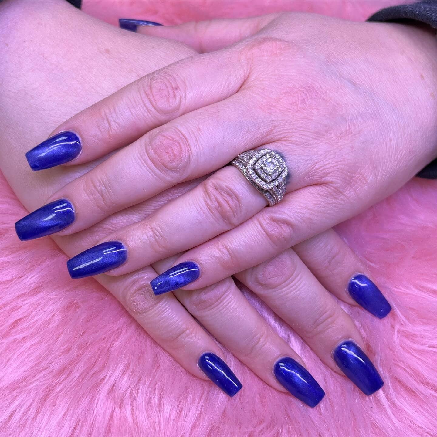 12. Midnight Indigo Coffin Nails - blue coffin nail ideas