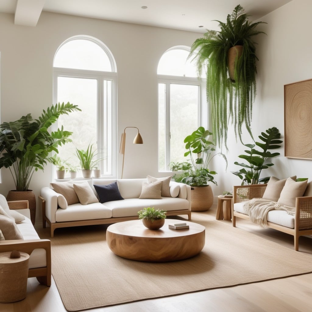 9. Scandinavian Light and Natural - living room ideas with indoor plants