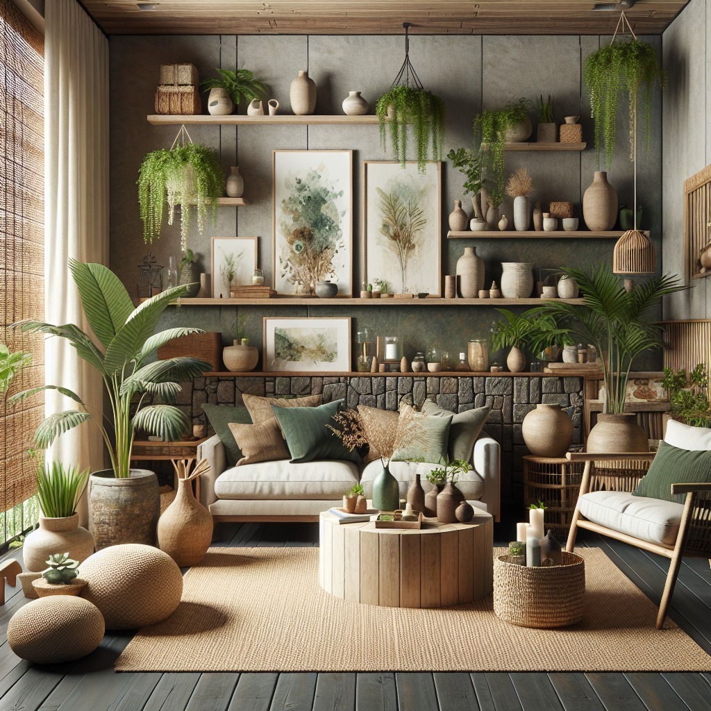 10. Rustic Botanical with Earthy Textures - living room ideas with indoor plants