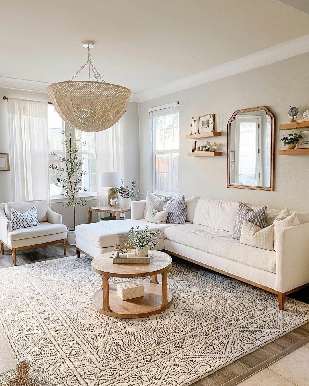 22. Soft Elegance with Natural Accents - light living room ideas