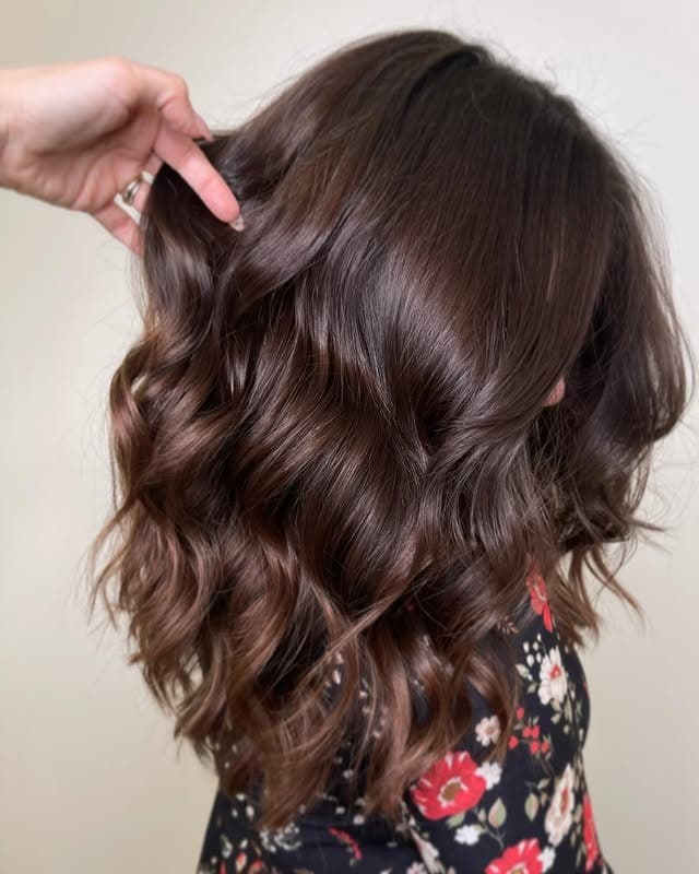 4. Chocolate Brown Waves - Warm Brown Hair Color