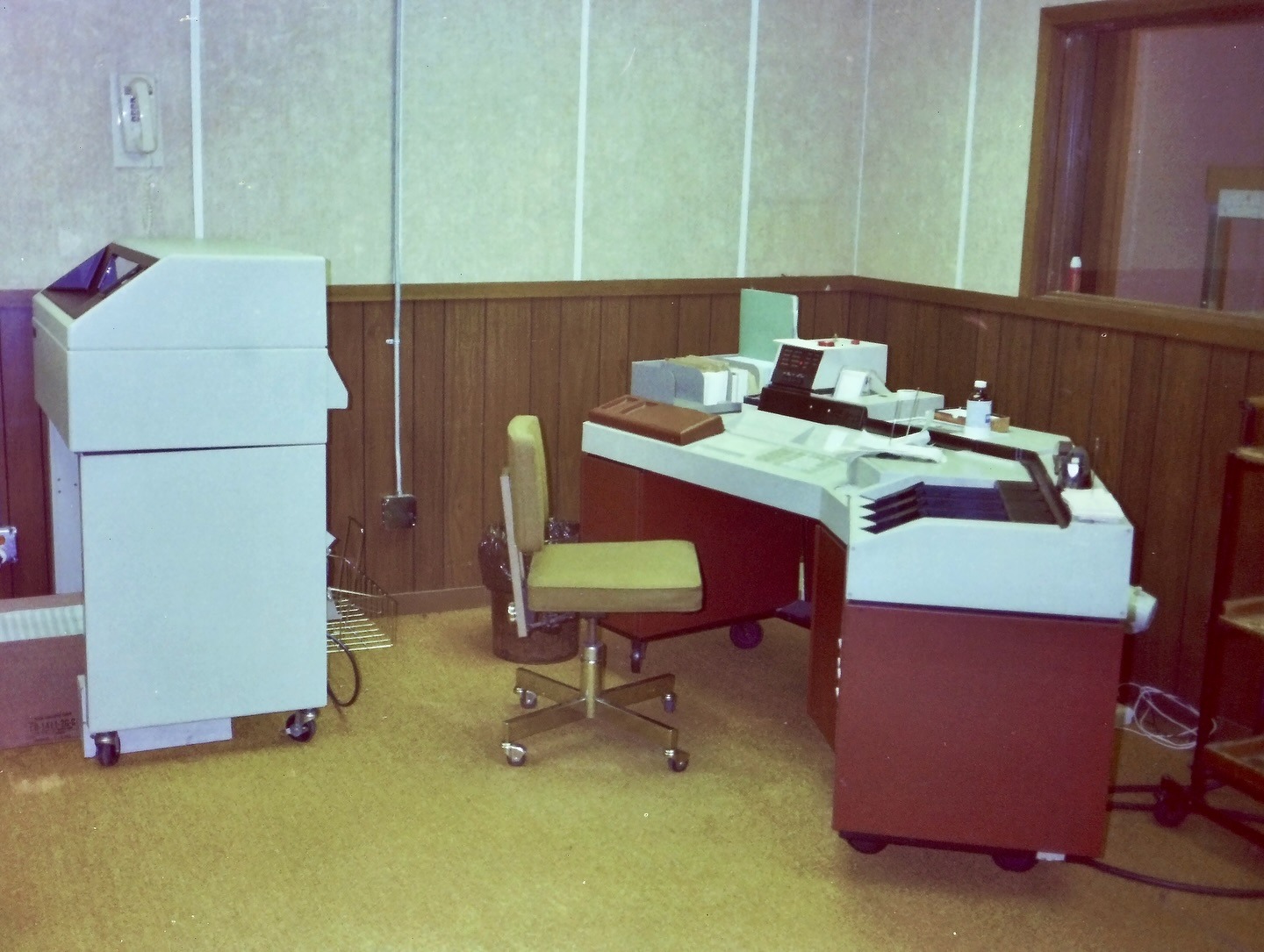 1. Retro Tech Command Center in Earthy Tones - vintage office ideas