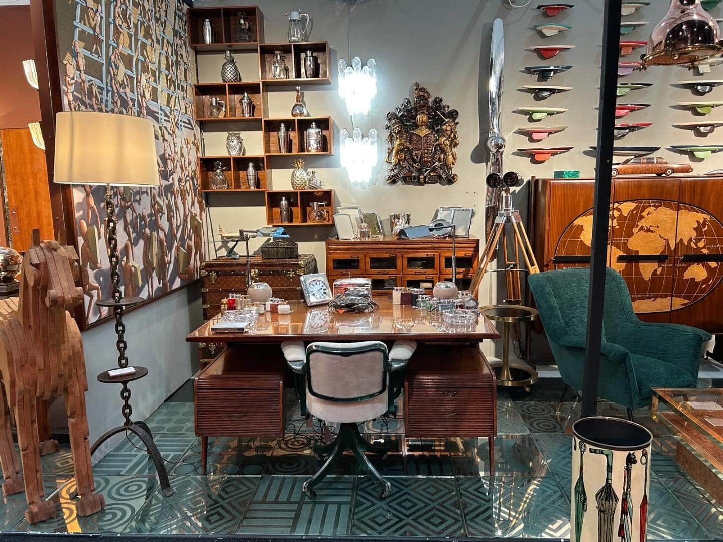 17. Collector’s Office with Global Flair - vintage office ideas