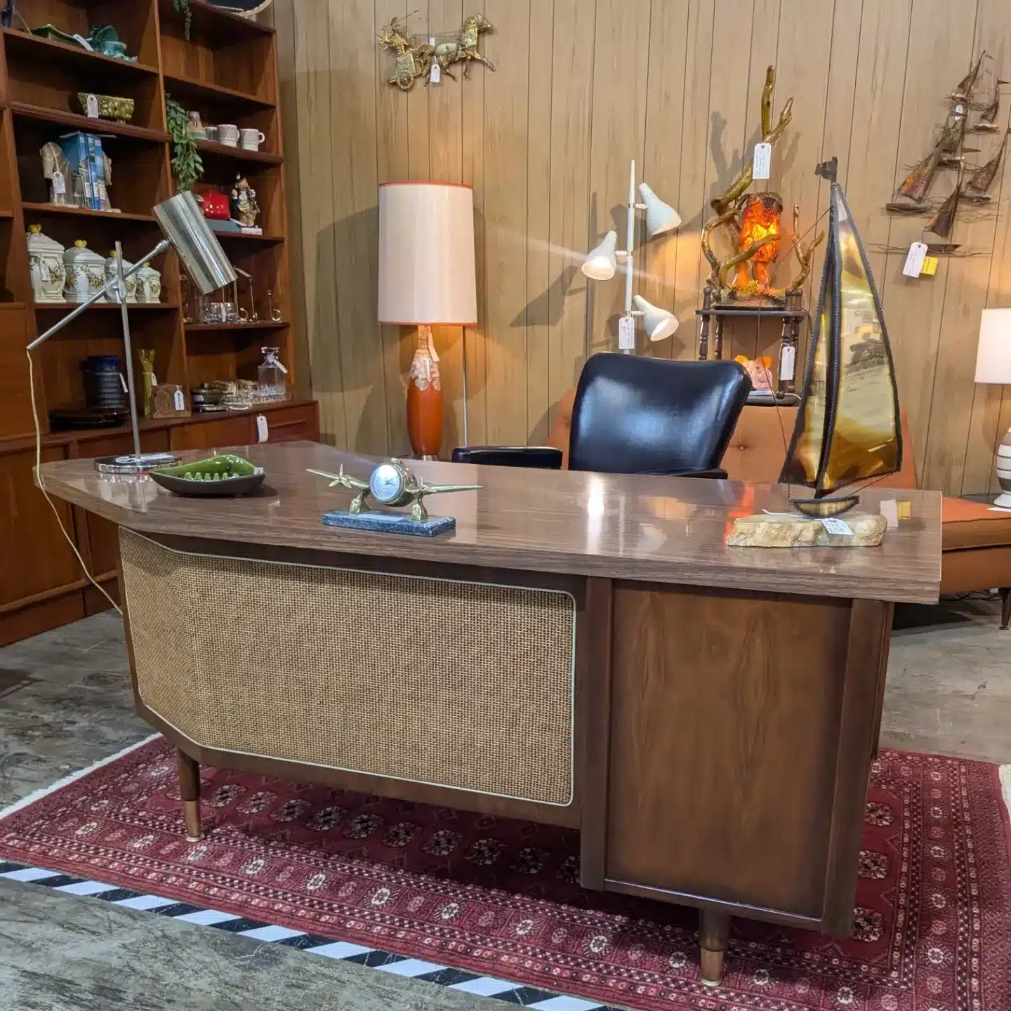 18. Mid-Century Office with Textured Wood Paneling - vintage office ideas