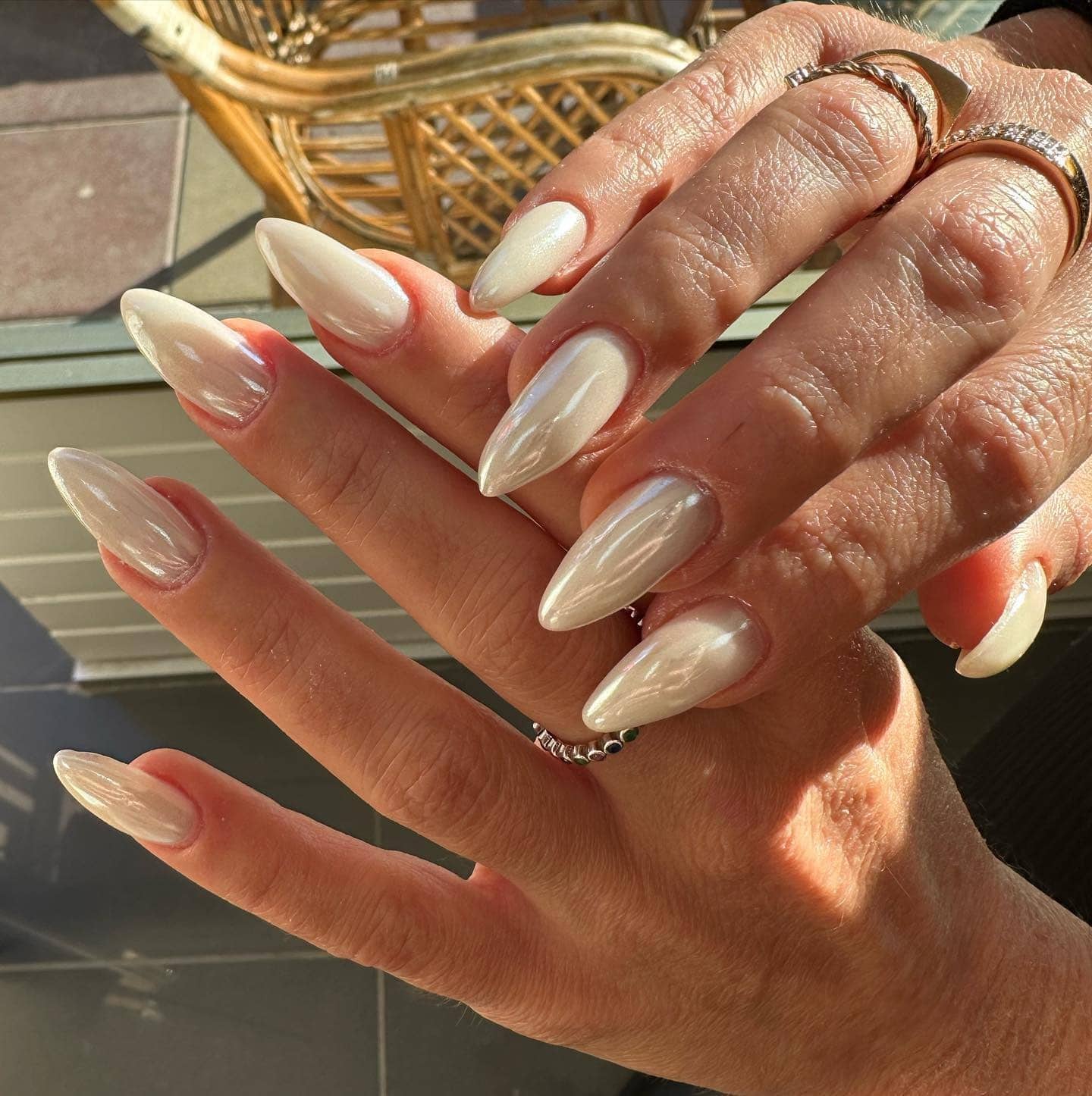 14. Pearlized Almond Shine - boho nail ideas