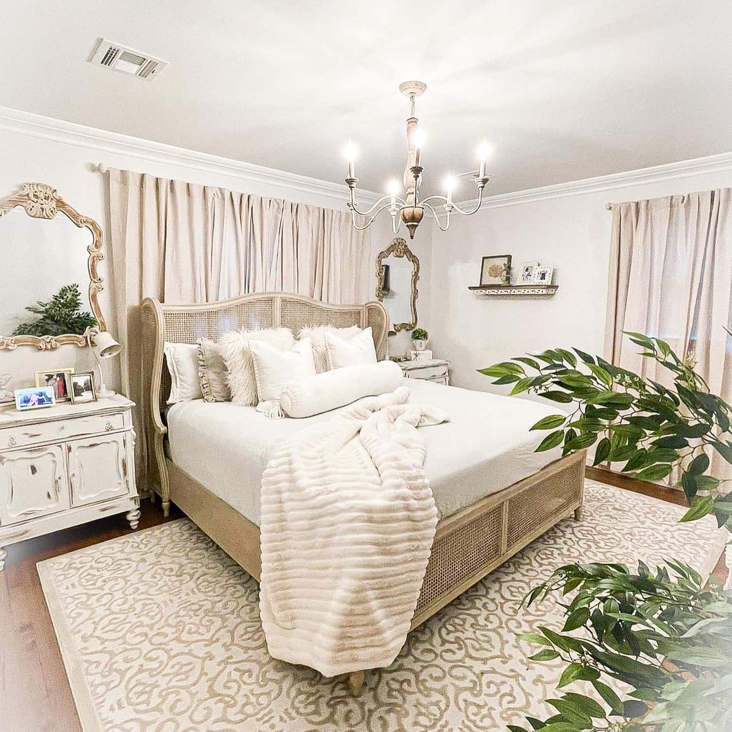 3. Romantic Whites with Subtle Glamour - french country bedroom ideas