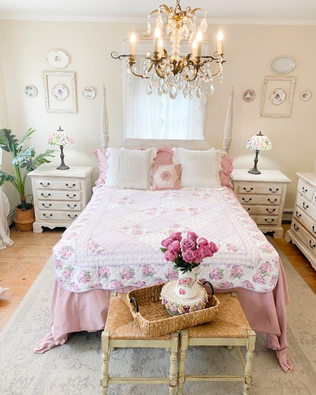 8. Pastoral French Charm with Florals - french country bedroom ideas
