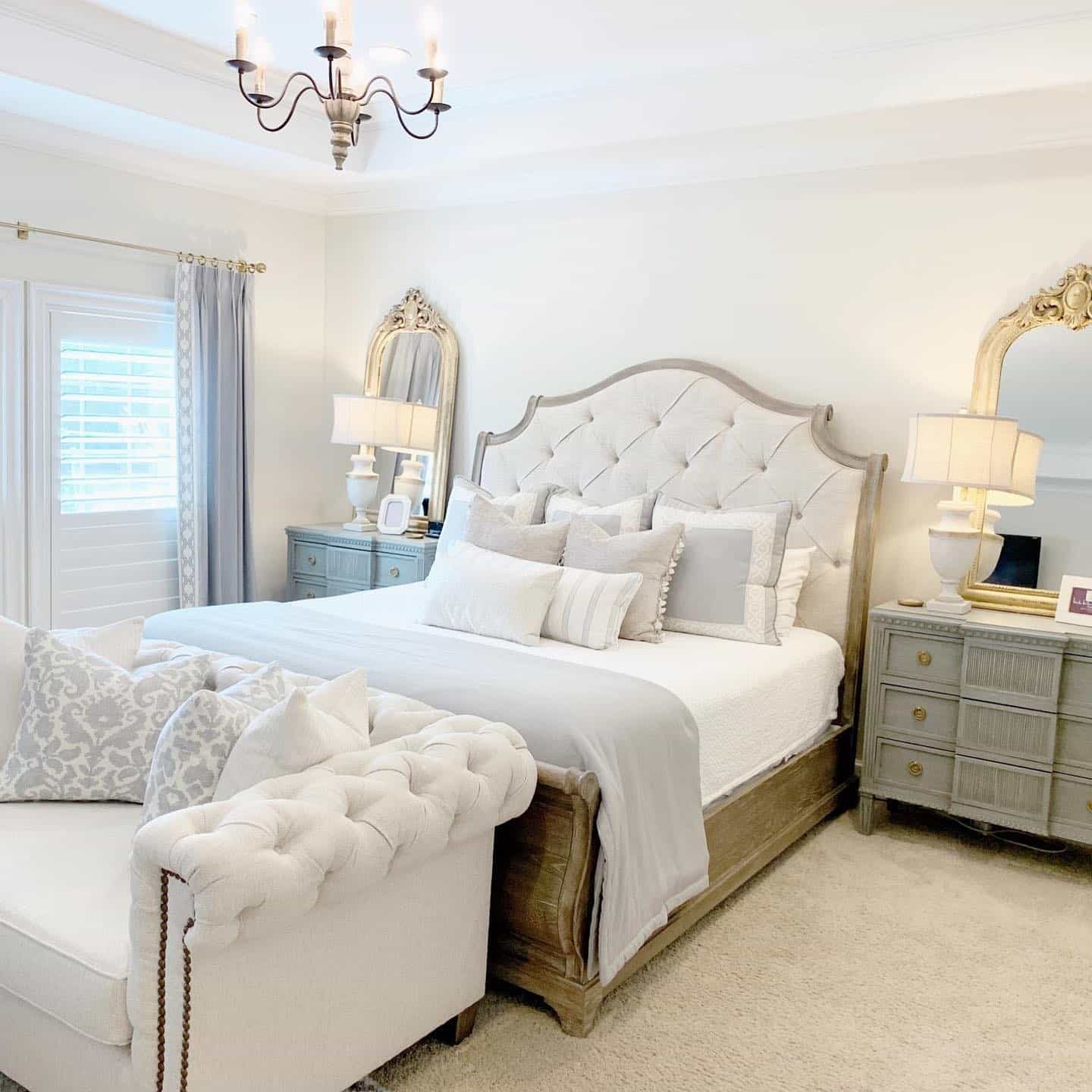 15. Gray Elegance with Gilded Touches - french country bedroom ideas