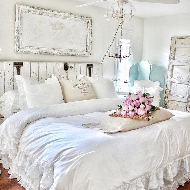 21. Whitewashed Farmhouse Elegance - french country bedroom ideas