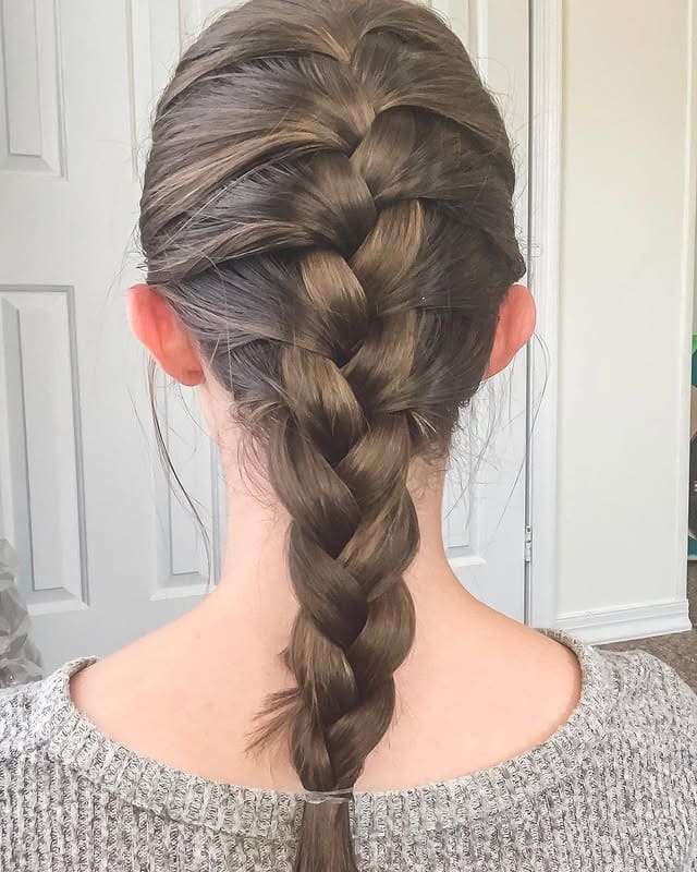 15. Sleek French Braid with Ash Brown Hair - Easy Hairstyles