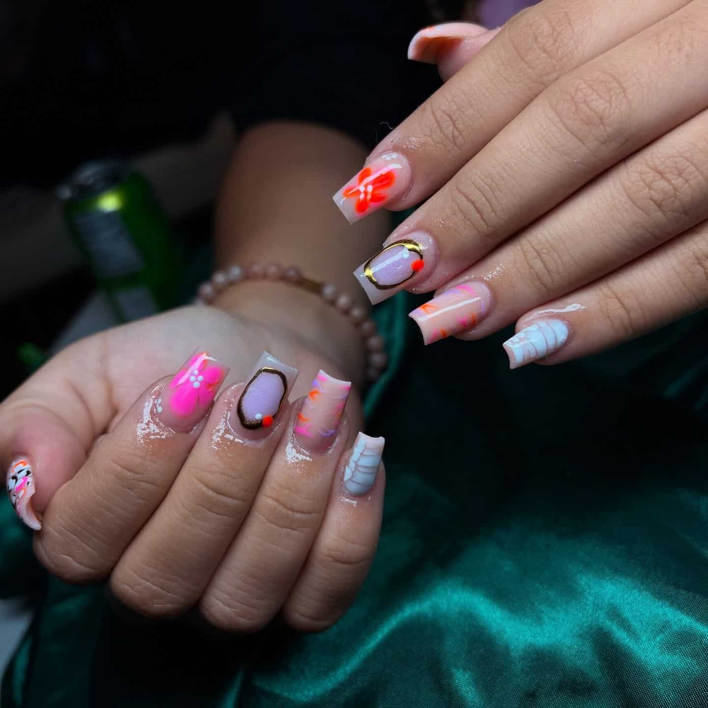 2. Artistic Neon Fusion - bright color nail ideas