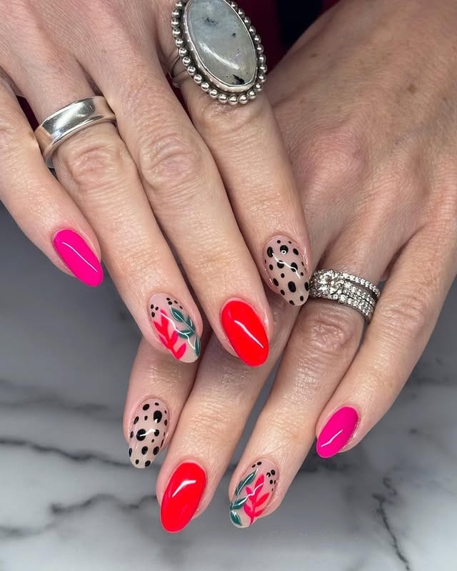 10. Neon Jungle Chic - bright color nail ideas