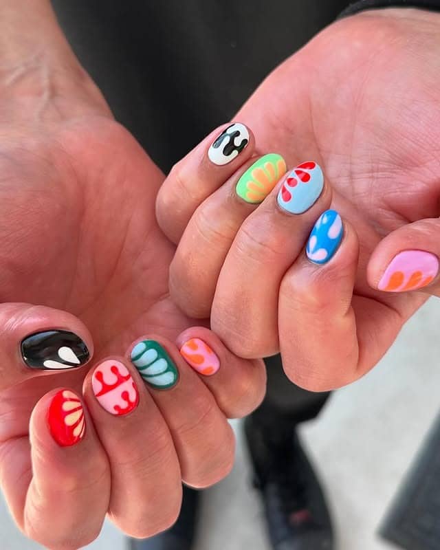 14. Multicolor Pop Art Minis - bright color nail ideas