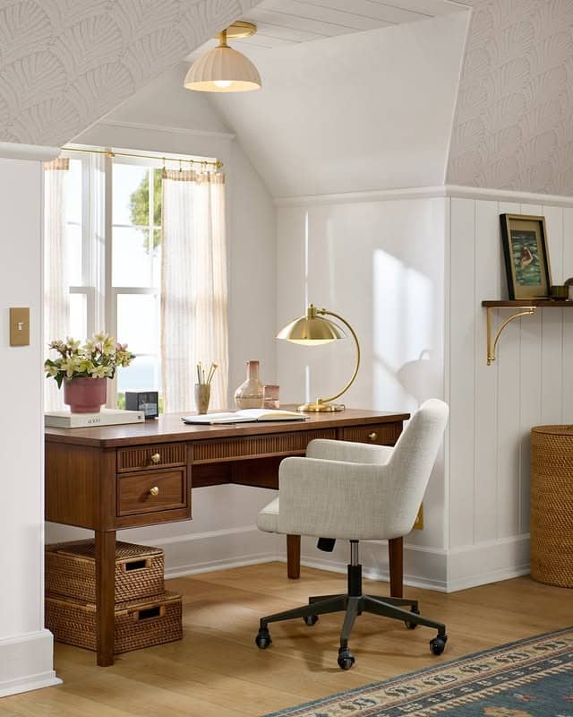 6. Golden Mid-Century Lightness - home office ideas for her