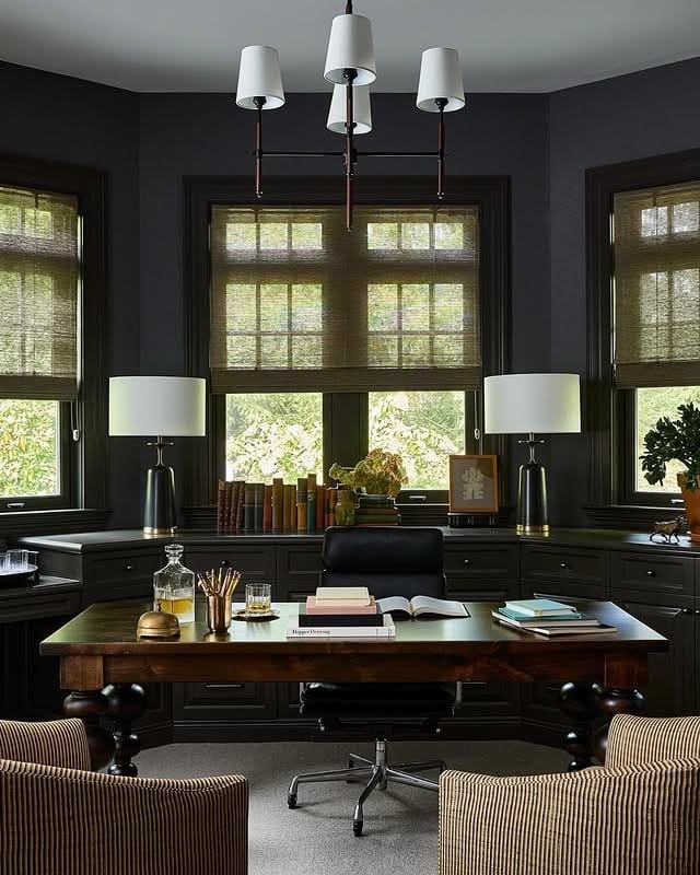 14. Dark and Dramatic Elegance - home office ideas for her