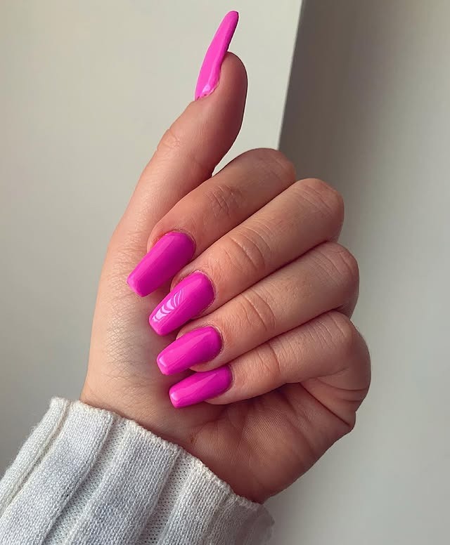1. Bold Magenta Square Nails - bright pink nail ideas