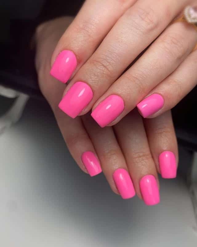 7. Soft Barbie Pink Squares - bright pink nail ideas