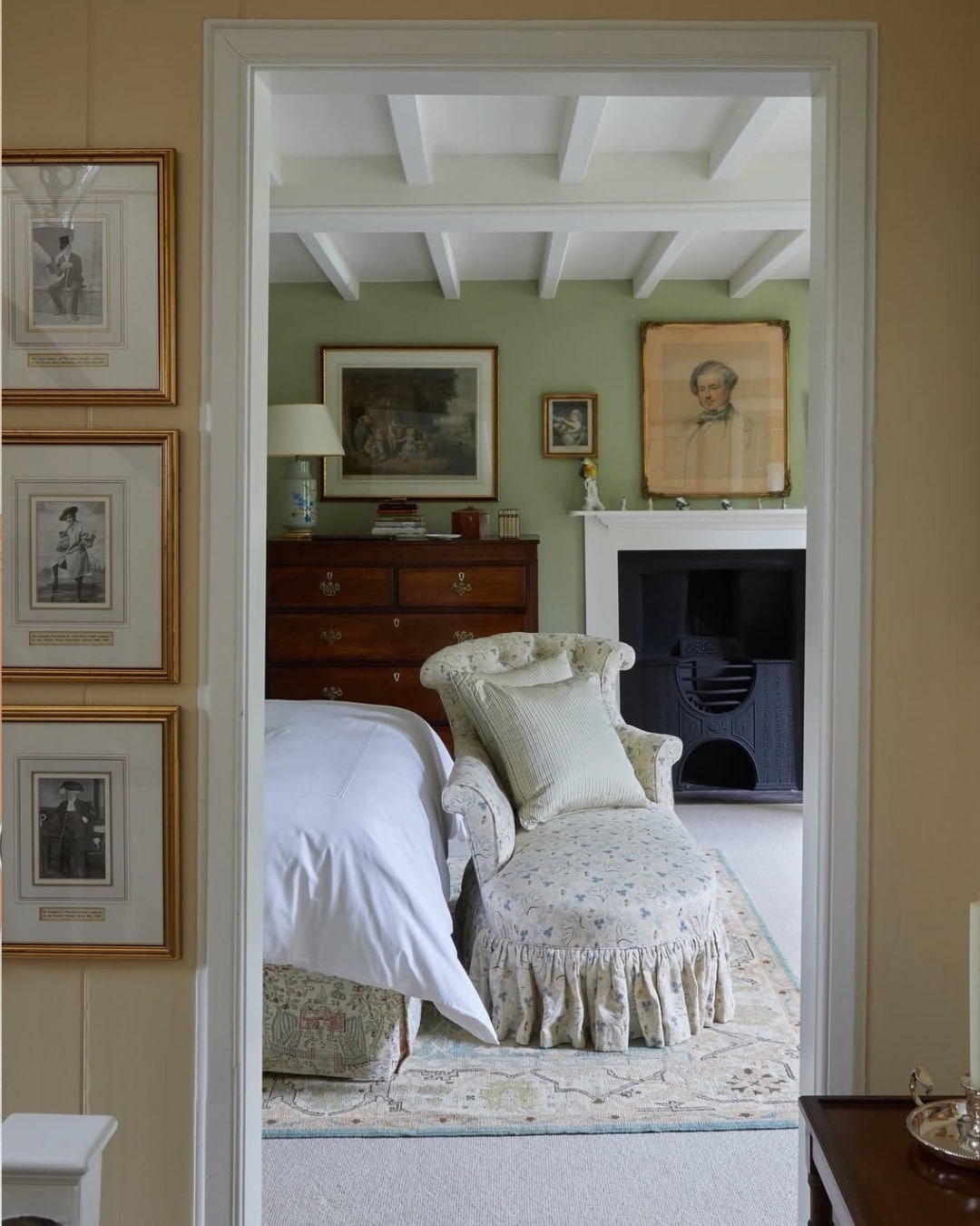 1. Timeless Charm with Green Accents - black and green bedroom ideas