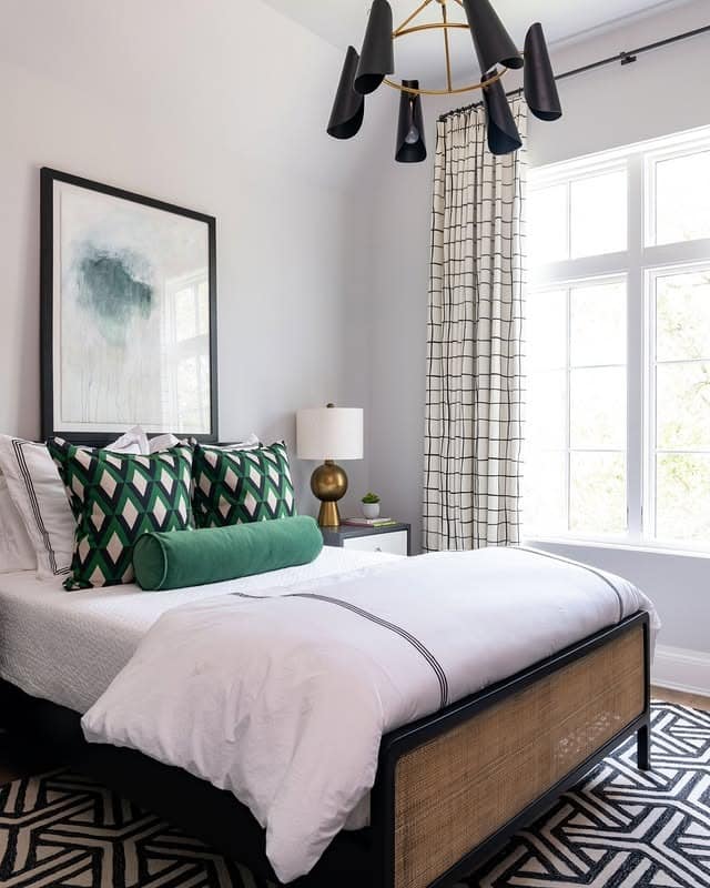 3. Graphic Elegance - black and green bedroom ideas
