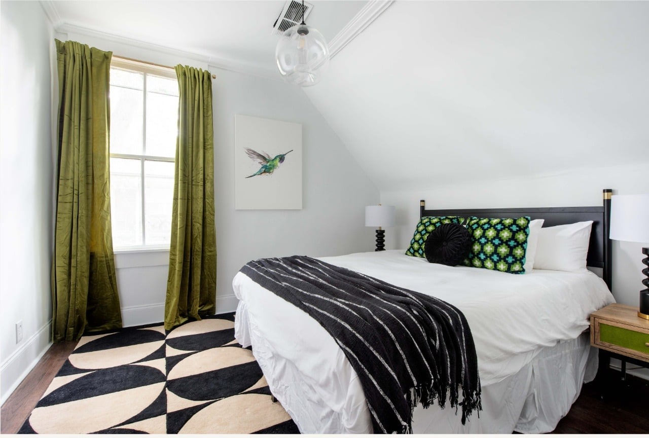 6. Retro-Inspired Energy - black and green bedroom ideas