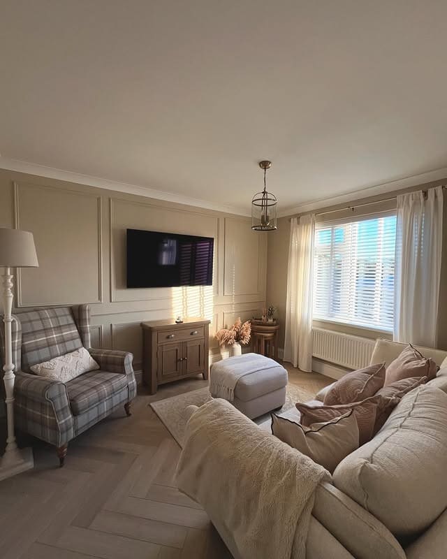 1. Warm Neutrals with Classic Comfort - neutral living room ideas