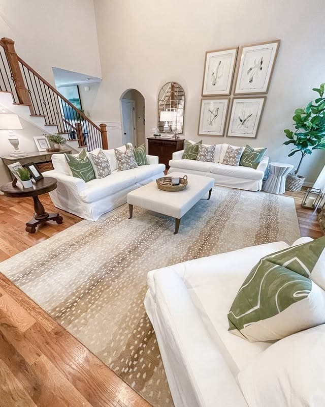 6. Light and Airy with Subtle Greens - neutral living room ideas