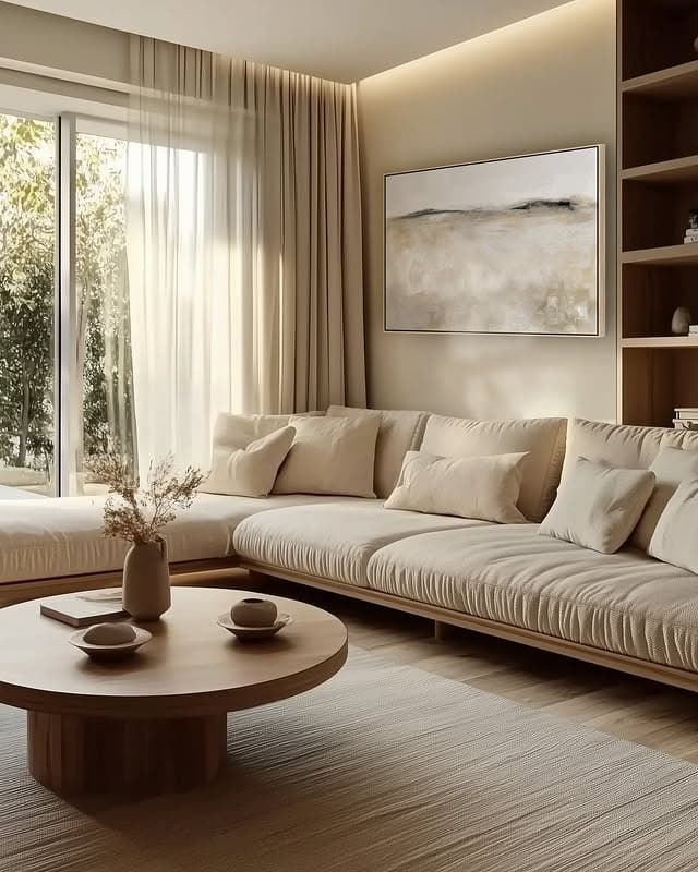7. Modern Organic Neutrals - neutral living room ideas