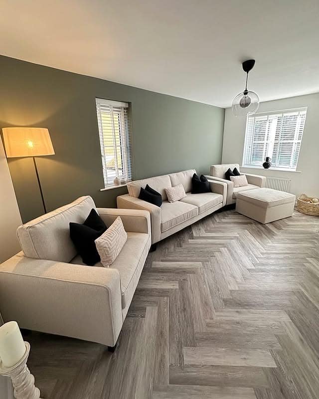 22. Modern Neutrals with Green Accent Wall - neutral living room ideas