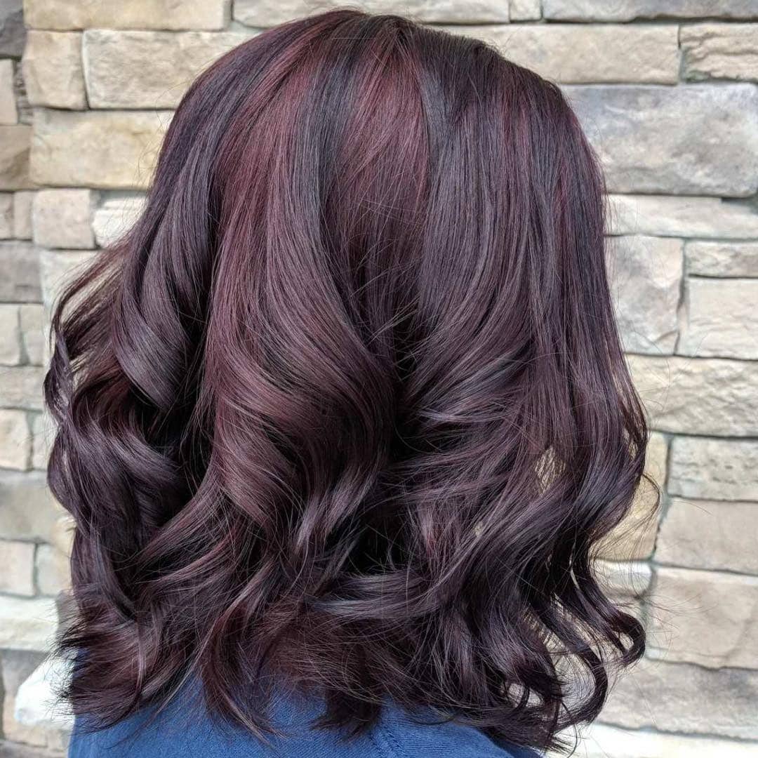 5. Medium-Length Curls with Cherry Infusion - Chocolate Cherry Hair Color