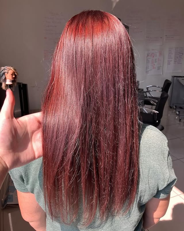 13. Sleek Straight Chocolate Cherry Shine - Chocolate Cherry Hair Color
