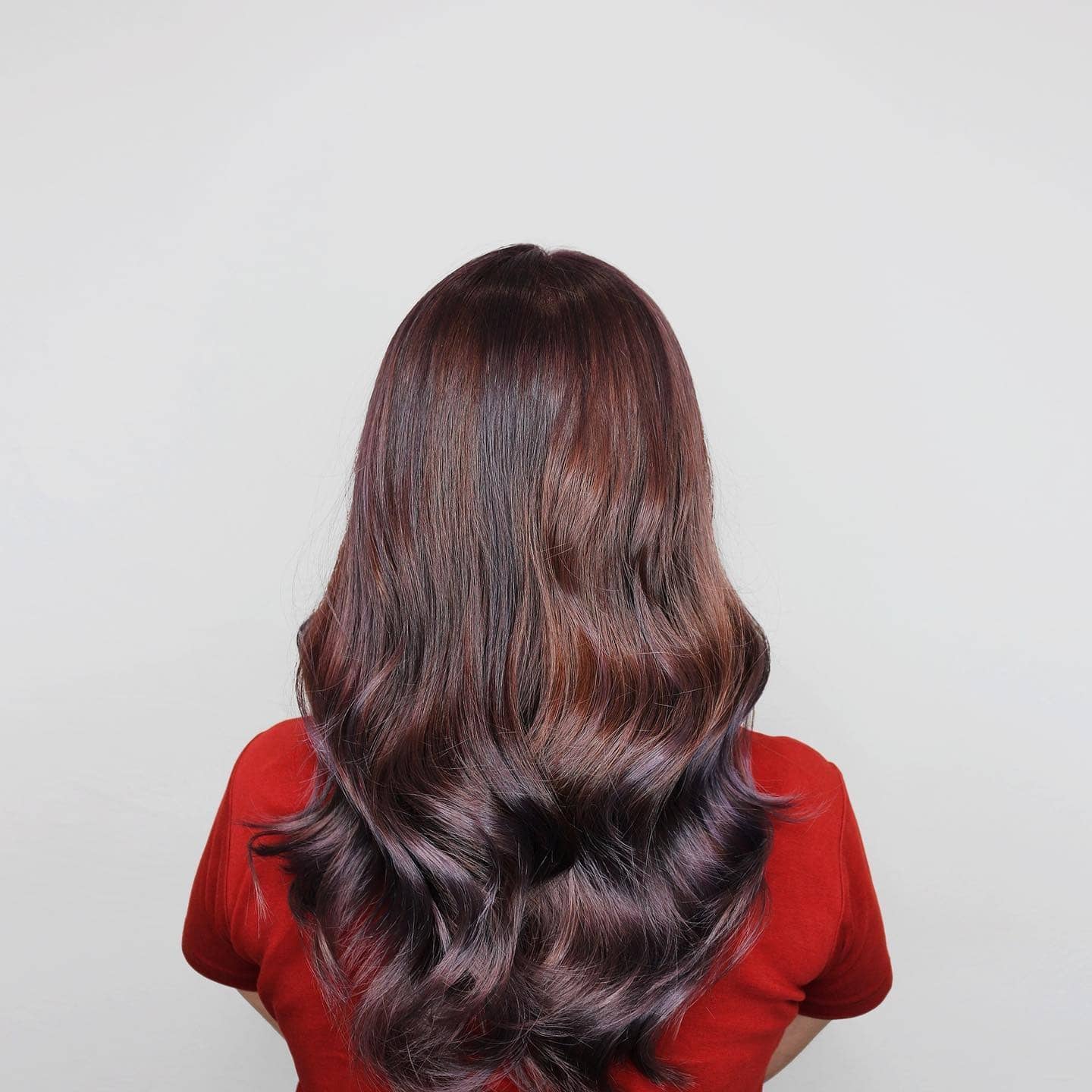 15. Classic Glossy Chocolate Cherry Waves - Chocolate Cherry Hair Color