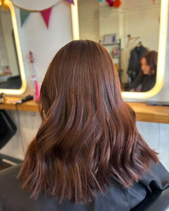 17. Medium-Length Chocolate Cherry Elegance - Chocolate Cherry Hair Color