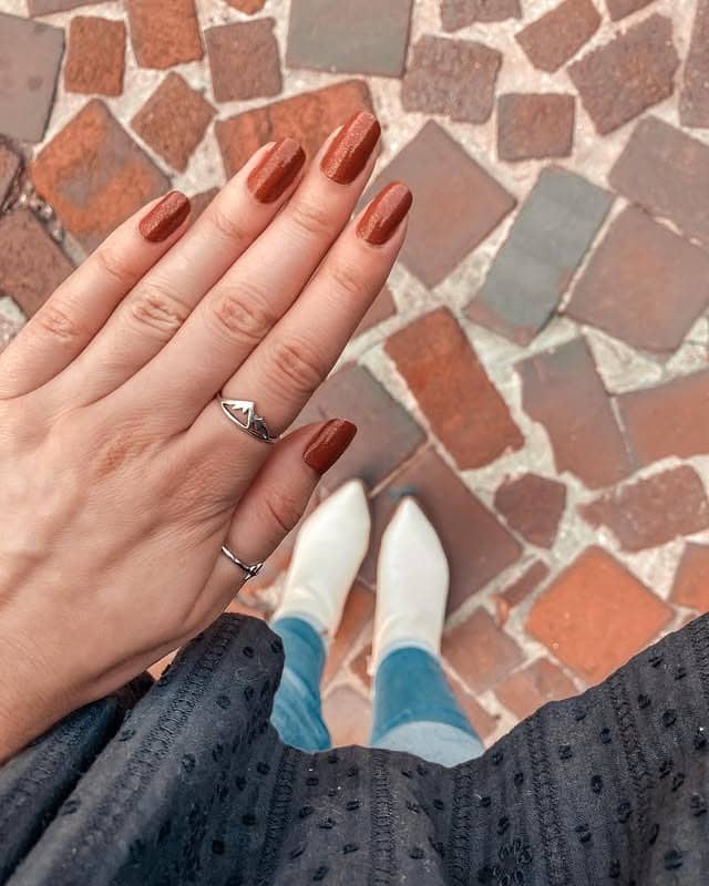 4. Rustic Copper Shine - copper color nail ideas
