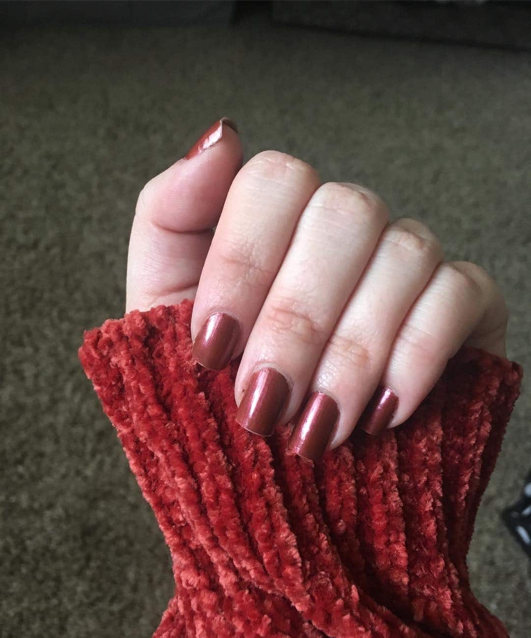 13. Rich Copper Satin Nails - copper color nail ideas