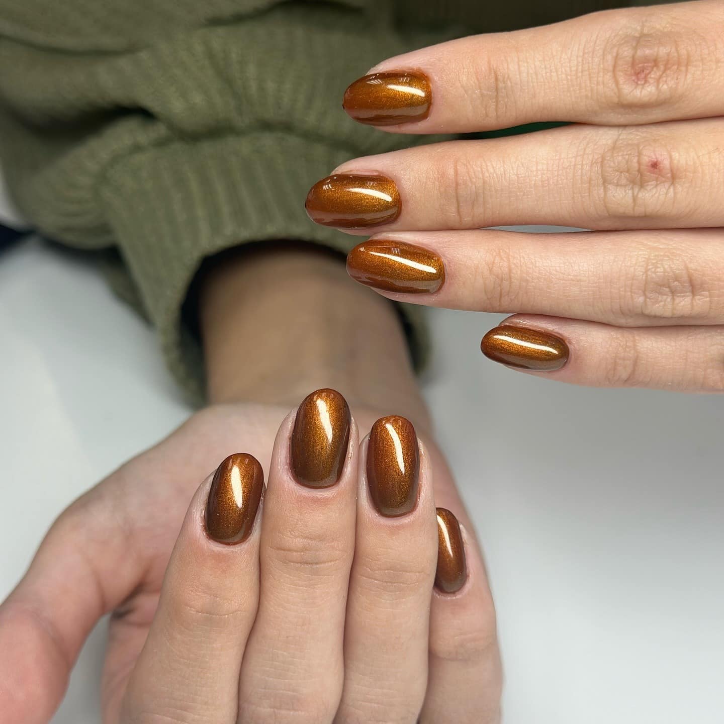 20. Deep Bronze Copper Shine - copper color nail ideas