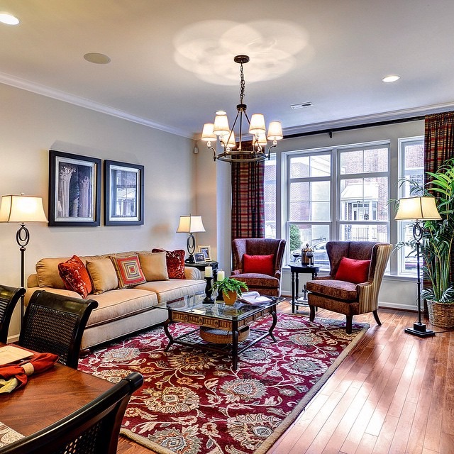 5. Rich Patterns and Inviting Warmth - traditional living room ideas