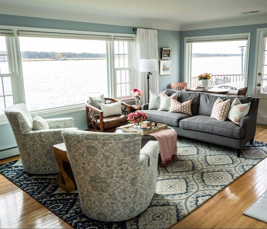 6. Coastal Elegance in Soft Blues - traditional living room ideas