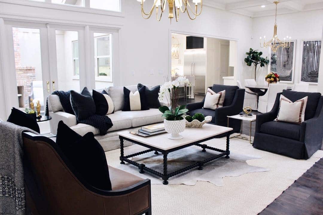 13. Chic Contrast in Black and White - traditional living room ideas