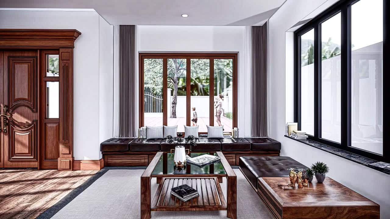 17. Wood Accents with Minimalist Lines - traditional living room ideas