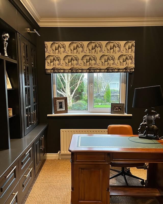 2. Classic Charm with Character Prints - black office ideas