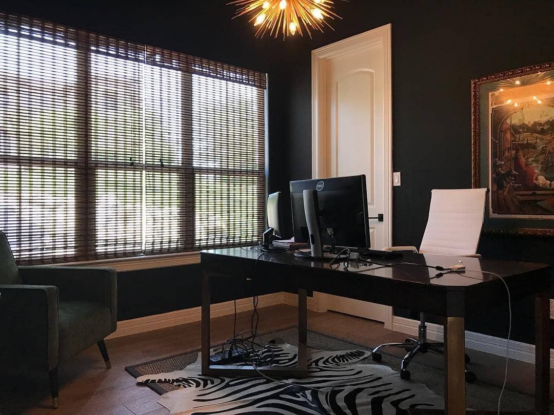 13. Mid-Century Touch with Natural Elements - black office ideas