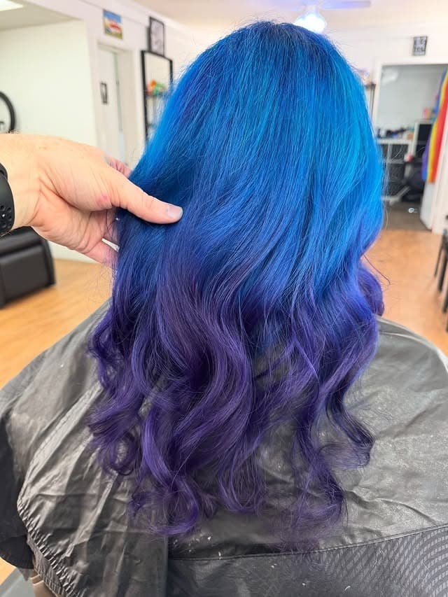 4. Electric Blue to Violet Fade - Vivid Hair Color