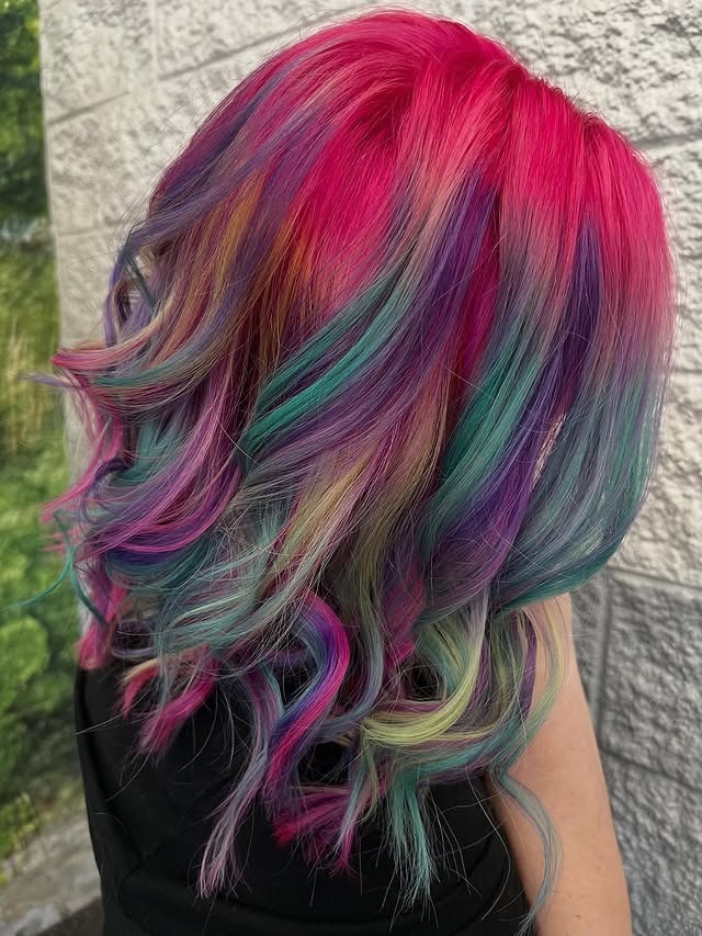 10. Multicolor Jewel-Toned Layers - Vivid Hair Color