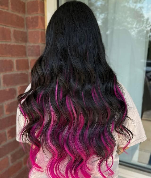 12. Black with Fuchsia Ribbons - Vivid Hair Color