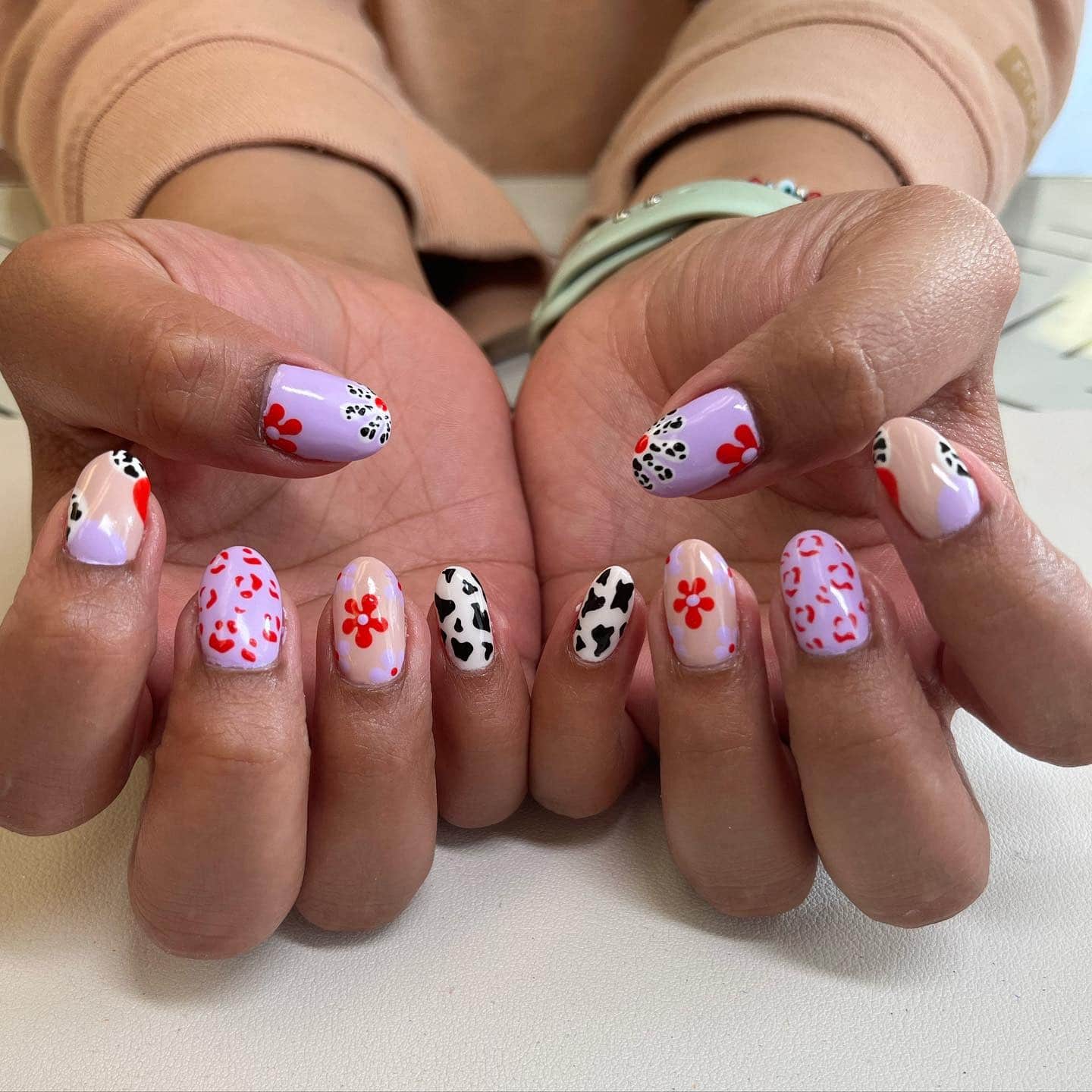 2. Playful Pasture Mix with Floral Pops - cowgirl nail ideas
