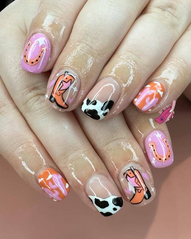 3. Cowgirl Boots and Horseshoes Combo - cowgirl nail ideas