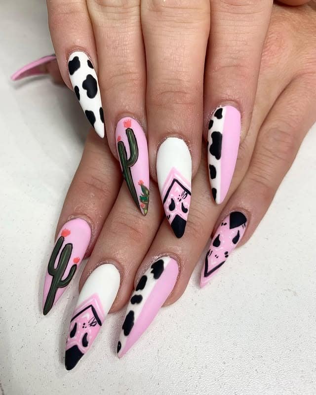 6. Cactus & Bandana Cowgirl Nails - cowgirl nail ideas