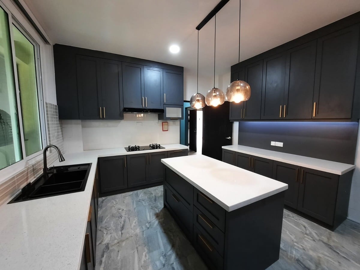 10. Bold Charcoal with Warm Lighting - kitchen cabinet ideas